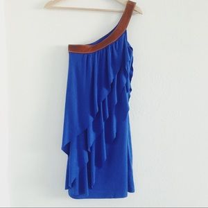 Akiko sz S royal blue one shoulder shift dress
